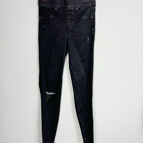 SPANX | Pull On Distressed Black Skinny Jeans Jeggings Women’s Size Small - Picture 2 of 11